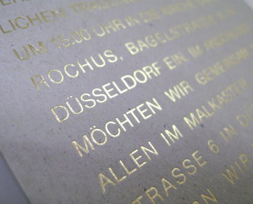 Gold Luxus-Hochzeitskarten NRW Druckerei Brüggen Golddruck-auf-Anthrazitkarton Foliendruck Druckerei