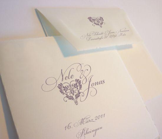 Büttenpapier, Hochzeitskarten, Herz, quadratisch, Hochzeitspapeterie Büttenpapier