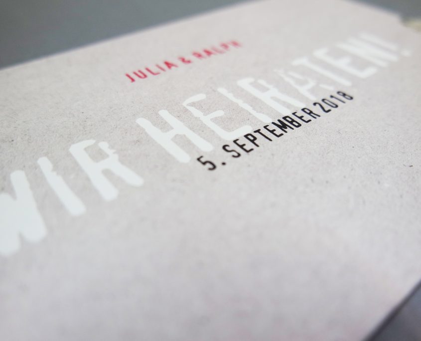 Einladung, hochwertige Strukturkarton, modernes Industriedesign Hochzeitseinladung in schlichtem, klaren Industriedesign, Hochzeitspapeterie modern