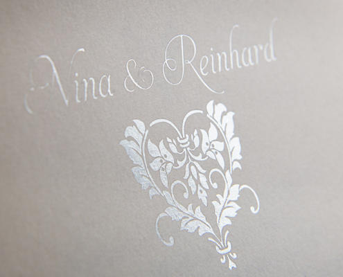 heißfolie silber edel veredelung hochzeitskarte folienprägung silber